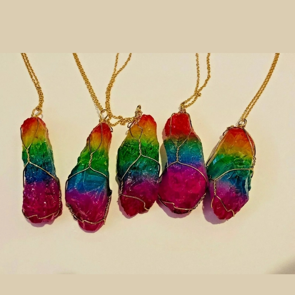 Beautiful Rainbow Stone Necklace